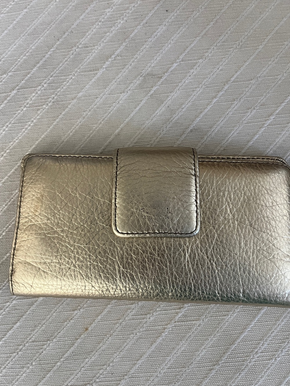Fossil Metallic Pewter Leather Wallet